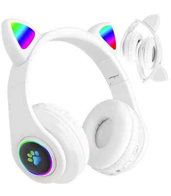 Juhtmevabad Bluetooth-kõrvaklapid kassi kõrvade, FM-raadio, MP3-mängija ja LED-valgustusega
