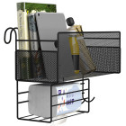 Metallist köögi seinariiul-organisaator loft-stiilis, taskurätikuhoidiku ja 3 konksuga, 25 × 37 × 13 cm