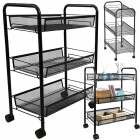 Metallist ratastel riiulkäru vannituppa ja kööki, 3 riiuliga, 64 × 44 × 27 cm