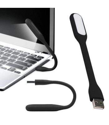 Painduv silikoonist USB-lamp arvutile ja sülearvutile, 6 LED-i, must, 16,7 × 1,8 cm