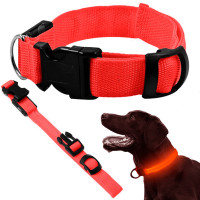 Punane pimedas helendav LED-kaelarihm koerale ja kassile, reguleeritav, 59 cm