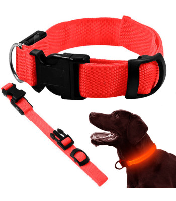 Punane pimedas helendav LED-kaelarihm koerale ja kassile, reguleeritav, 59 cm