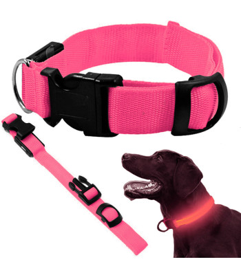Helendav LED-kaelarihm koerale ja kassile, roosa, 36–59 cm