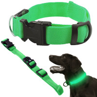 Helendav LED-kaelarihm koerale ja kassile, roheline, 36–59 cm