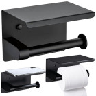 Tualettpaberihoidja telefoniriiuliga, must, loft-stiilis, terasest, 10 × 10 × 14 cm