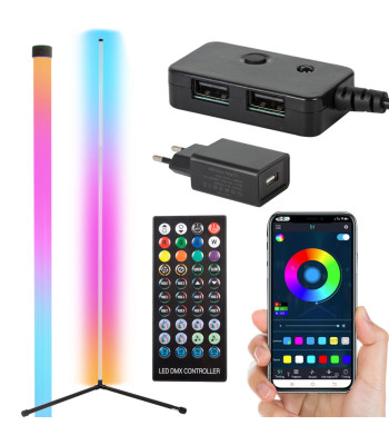 Nurgapõrandalamp RGB LED, rakenduse ja kaugjuhtimispuldiga, 150 cm
