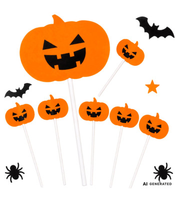 Halloweeni kõrvitsamotiiviga toidutikud, 5 tk, 12,5 × 5,3 cm