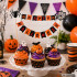 Halloweeni tordi- ja muffinikaunistus, topper-girland ämbliku ja ämblikuvõrguga