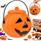 Halloweeni kõrvitsakujuline maiustusämber kaane ja sangaga, 16 cm