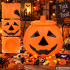 Halloweeni kõrvitsakujuline maiustusämber kaane ja sangaga, 16 cm