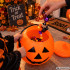 Halloweeni kõrvitsakujuline maiustusämber kaane ja sangaga, 16 cm