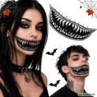Ajutine Halloween-tätoveering koletise suu ja teravate hammastega, 12 × 4,5–5 cm