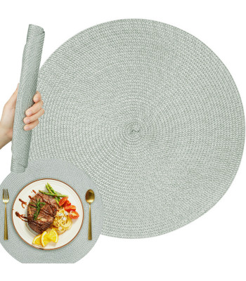 Hall ümmargune punutud lauamatt ja taldrikualus, 38 cm