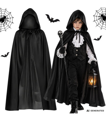 Must kapuutsiga Halloweeni keeb lastele, 80 cm