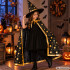 Laste võlurikostüüm keepi ja terava kübaraga, must-kuldne