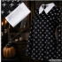 Laste Wednesday Addamsi kostüümkleit Halloweeniks, must-valge, pealuumustriga, 125–135 cm