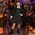 Laste Wednesday Addamsi stiilis Halloweeni kostüümkleit pealuumustriga, 135–145 cm