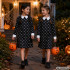 Laste Wednesday Addamsi stiilis Halloweeni kostüümkleit pealuumustriga, 135–145 cm