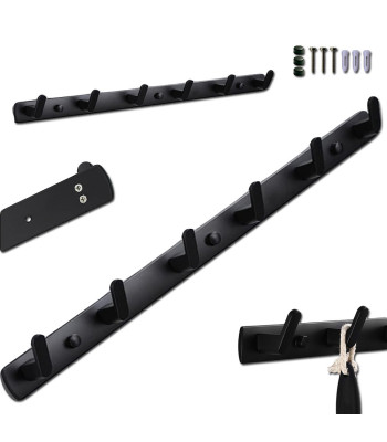Seinale kinnitatav riiete- ja käterätikunagi, 6 konksuga, must, 54,5 cm