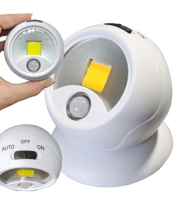 Juhtmevaba LED COB-liikumisanduriga öölamp magnetalusega, patareitoitel, 360