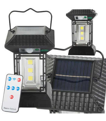 Päikeselamp hämarus- ja liikumisanduriga, puldiga, 5 töörežiimi, 60 COB LED-i – CL-T60