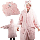 Soe paks pleedpusa, oversized, 2-in-1, kohev ja kapuutsiga, XL