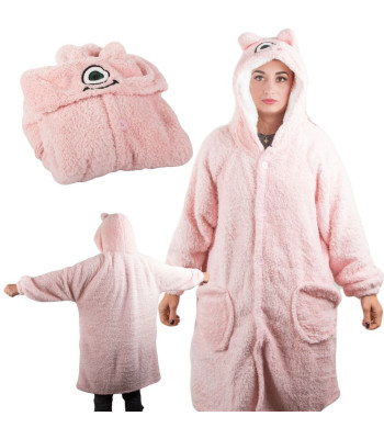 Soe paks pleedpusa, oversized, 2-in-1, kohev ja kapuutsiga, XL