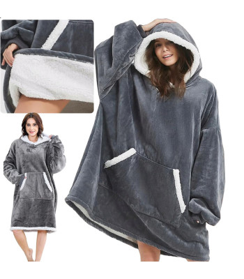 Soe kapuutsiga pleedpusa, pehme ja paks, oversize, 2-in-1, XXL