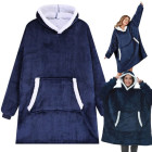 Soe tumesinine kapuutsiga pleedpusa, oversize, pehme paks teddyvooder, 2-in-1, XXL