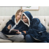 Soe tumesinine kapuutsiga pleedpusa, oversize, pehme paks teddyvooder, 2-in-1, XXL