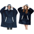 Soe tumesinine kapuutsiga pleedpusa, oversize, pehme paks teddyvooder, 2-in-1, XXL
