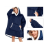 Soe tumesinine kapuutsiga pleedpusa, oversize, pehme paks teddyvooder, 2-in-1, XXL