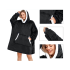 Soe musta värvi kapuutsiga pleedpusa, pehme ja paks, oversize, XXL, 2-in-1