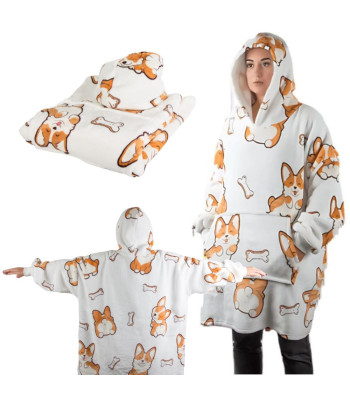 Soe koerapusa-tekk, paks ja pehme, kapuutsiga, oversize, 2-in-1, XXL