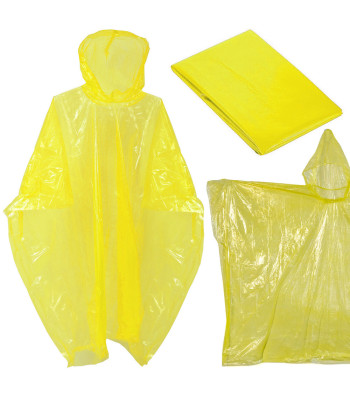 Kollane taskusse mahtuv vihmakeep-pontšo, suurus 130cm x 125cm