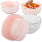 Kahekordne kauss sõelaga puu- ja köögiviljade pesemiseks