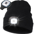 LED-lambiga talvemüts, must, USB-laetav, 3 valgusrežiimi