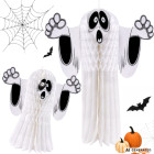 Halloweeni 3D-paberist rippuv kummitusdekoratsioon, valge, 36 × 32 cm
