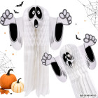 Rippuv 3D-paberist kummitusdekoratsioon Halloweeniks, valge, 51 × 43 cm