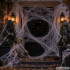 Valge veniv ämblikuvõrk 4 musta ämblikuga – Halloweeni kaunistus