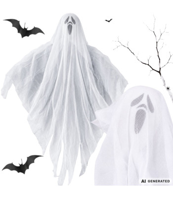 Rippuv Halloweeni kummituskaunistus, mustvalge, 65 × 60 cm