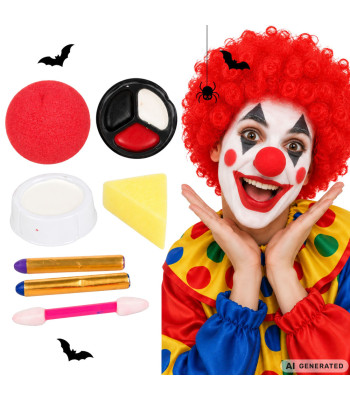 Klounimeigikomplekt punase ninaga Halloweeniks ja cosplayks