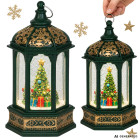 LED-valgustusega jõululatern jõulupuu ja sädelusega, 14 × 6,5 cm
