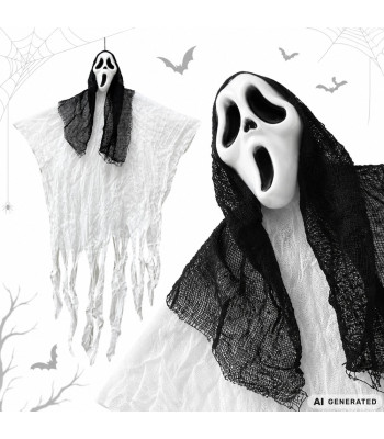 Rippuv Halloweeni kummituskaunistus maskiga, 90 × 50 cm