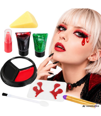 Halloweeni vampiirimeigi komplekt näole