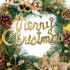 Kuldne jõulupärg kirjaga Merry Christmas, 40 cm