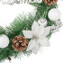 Jõulupärg valgete lillede, hõbedaste kaunistuste ja kirjaga Merry Christmas, 40 cm
