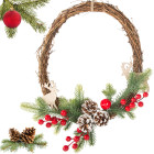 Jõulupärg põhjapõtradega, ukse- ja seinakaunistus, 30 × 25 cm