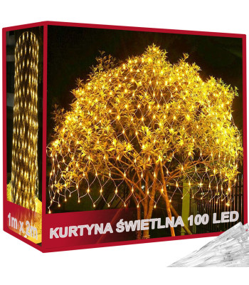 LED-valgusvõrk, 100 LED-i, soe valge, välitingimustesse, 1x2m