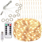 Jõuludeks mõeldud LED-valguskardin aknale, soe valge, USB, puldiga, 300 LED, 3 m